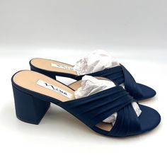 Nina Women's Dark Navy Blue Satin Dress Heels. Women's Size 7 Regular / Medium Width. Condition: New Without Box. New To Poshmark? Sign Up Using Invite Code: Tentoday For $10 Off Your Purchase! Party Special Event Evening Dress Up Formal Elegant Wedding Bridal Bride Bridesmaid Prom Pageant Satin Shoes Flats Heels Pumps Strappy Gold Silver Shimmery Sparkly Sparkle Glitter Glittery Bling Jewel Jewels Jeweled Rhinestone Rhinestones Crystal Crystals Bhldn Gems Ankle Strap Open Toe Low Block Kitten S Navy Blue Satin Dress, Blue Low Heels, Blue Satin Dress, Heels Dress, Dress Heels, Satin Shoes, Nina Shoes, Heels Pumps, Dark Navy Blue