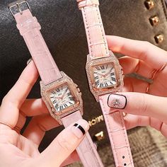 The watch that went viral! With its rhinestone-studded square face and rose cold band, it is no wonder this watch is so popular. *Please note bracelet not included Trendy Rectangular Quartz Watch, Trendy Rose Gold Watch For Party, Trendy Rose Gold Party Watch, Cold Band, Square Clock, Square Clocks, Star Watch, Rose Gold Watches Women, Watches Women Leather