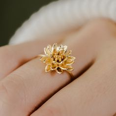 Title: Dainty Waterlily Ring Story: Dainty and delicate lotus flower ring. Material:  Solid 925 Silver, Vermeil (3 Micron 14k Gold Plating over Silver), and 14k Gold Plate over Brass Timeline:  Silver and 14k Gold Plate ship right away, Vermeil takes 2-3 weeks for me to make.  Deminsions: 1.3 mm band Special Options: Need alternative sizes or materials? Message me. I also offer this ring in solid gold.  Packaging: All items are nicely packaged and ready to gift in lovely jewelry boxes. The jewel Nature-inspired Gold Flower Ring With Birth Flower, Nature-inspired Gold Birth Flower Ring, Nature-inspired Yellow Gold Flower Ring For Gift, Nature-inspired Yellow Gold Flower Ring As Gift, Nature-inspired Yellow Gold Flower Ring Gift, Nature-inspired Yellow Gold Flower Ring, Nature-inspired Gold Flower Ring For Anniversary, Gold Flower-shaped Nature-inspired Rings, Gold Flower Ring Nature-inspired