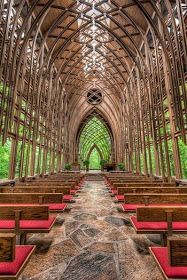 an image of the inside of a church with text that reads, the little chapel in the woods is a chapel constructed mainly for meditation and prayer