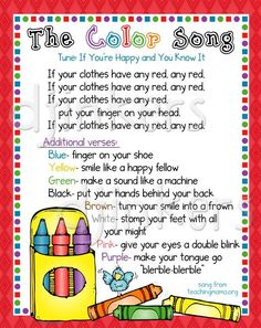 the color song poster with crayons