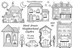 hand drawn neighborhood cliparts