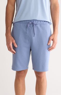 An adjustable drawstring allows you to customize your fit in these French-terry shorts that are soft and stretchy for your daily workout. 65% polyester, 35% cotton Machine wash, tumble dry Imported Short Length Athletic Shorts With Drawstring For Loungewear, Drawstring Athletic Shorts For Loungewear, Solid Color Drawstring Athletic Shorts For Loungewear, Sporty Relaxed Fit Pajama Shorts For Relaxation, Athleisure Pajama Shorts With Built-in Shorts For Relaxation, Sporty Relaxed Fit Pajama Shorts With Drawstring, Athleisure Pajama Shorts With Drawstring, Casual Solid Color Shorts For Relaxation, Casual Stretch Shorts For Relaxation