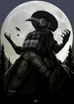 an image of a man with a bird on his head in front of a full moon