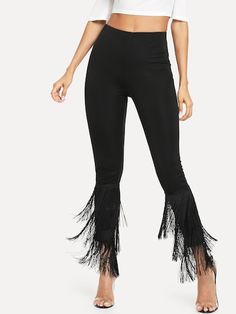 Layered Fringe, Fringe Pants, Pants Elegant, Crop Trousers, Striped Wide Leg Pants, Cropped Pants Women, High Waist Pants, Ankle Length Pants, Cropped Trousers