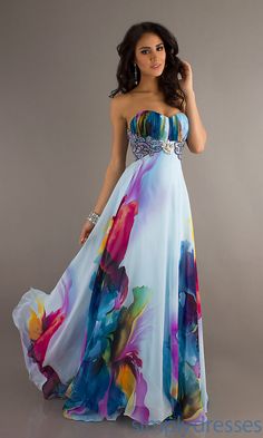 Dress, Long Strapless Print Evening Gown - Simply Dresses. Simply Dresses, فستان سهرة, Maxi Robes, Clothes Closet