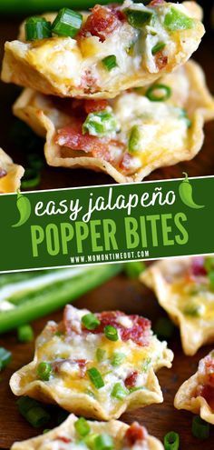 easy jalapeno popper bites are loaded with cheese, bacon and green onions