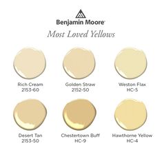 the most loved yellows from benjam moore's new paint collection, which includes