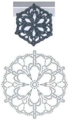 two crocheted doily designs, one is black and the other is white