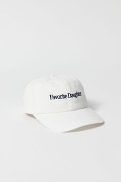 Favorite daughter baseball hat. Let them know in this classic twill baseball cap with embroidery detailing. Complete with an adjustable back. Features Favorite daughter baseball hat Adjustable buckle back Content + Care Cotton Spot clean Imported | Favorite Daughter Baseball Hat in White, Women's at Urban Outfitters Ball Cap Outfit, Baseball Camp, Baseball Cap Outfit, Australia Clothes, Cap Outfit, Embroidery Detailing, Camping Outfits, Favorite Daughter, Christmas Gift Guide