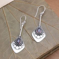 Garnet and Sterling Silver Dangle Earrings - Elegant Arrangement | NOVICA Affordable Sterling Silver Dangle Earrings, Affordable Handmade Silver Danglers, Silver Jewelry Handmade Novica, Silver Earrings Novica, Affordable Elegant Sterling Silver Wrap Earrings, Simple Silver Earrings Antique, Jewelry Motifs, Silversmithing Jewelry, Bridal Jewelry Sets Brides