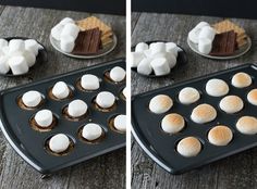 there are marshmallows in the muffin pan