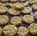 some cookies are cooling on a wire rack