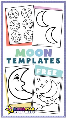 printable moon templates for kids to color and decorate with the moon in the sky