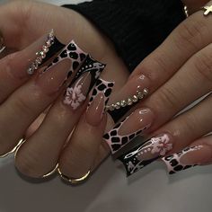 FREE SHIPPING ON ORDERS $9.95+ Buy 3 Get 1 More Free CODE: 4YOU Buy 5 Get 5 More Free CODE: 5FREE Duck Nails Long, Pink Leopard Nails, Nails 23, Long Fake Nails, Ballerina Nail, French Tip Press On Nails, Press On Nails Long, Girly Acrylic, Duck Nails