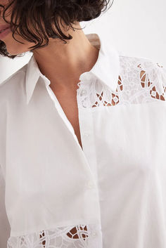 Cut Out Anglaise Oversized Shirt White Button-up Shirt With Broderie Anglaise, Summer Button-up Shirt With Broderie Anglaise, Elegant White Shirt With Broderie Anglaise, White Button-up Tops With Broderie Anglaise, Casual Broderie Anglaise Shirt For Daywear, Oversized Shirt, Shirt White, A Button, Best Sellers