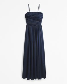 Women's The A&F Emerson Lace-Up Back Maxi Dress | Women's Dresses & Jumpsuits | Abercrombie.com Voluminous Skirt, Suits Coats, Athletic Fits, Swimwear Accessories, Womens Maxi Dresses, Square Neckline, Long Length, Satin Fabric, Women's Dresses