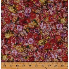 an image of a flowery fabric on a ruler