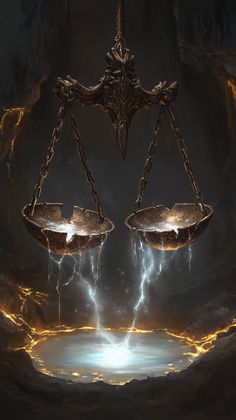 the scales of justice are in front of a lightning scene, with one lightening behind them