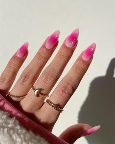 30 Trendy Ombre Nails Perfect For Every Season Aura Nails, Airbrush Nails, Hot Pink Nails, Pink Nail Art, Blush Nails, Pink Nail Designs, Gradient Nails, Pink Nail, Chrome Nails