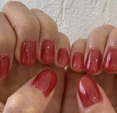 Tasteful Nails, Jelly Gel Nails, Minimalist Nail, Red Nail, Manicure Y Pedicure