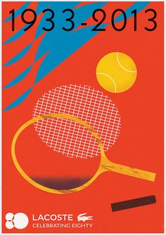 an advertisement for a tennis tournament featuring two racquets and a ball on a red background