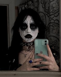 Gothic Metal Aesthetic, Corpse Face Paint, Blackmetal Aesthetic, Heavy Metal Makeup Looks, Metal Face Paint, Black Metal Face Paint, Corpse Paint Aesthetic, Corpse Paint Ideas, Metalhead Face Paint