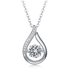 1-Carat Round Brilliant Cut Gra Lab Certified Moissanite In Teardrop Design Pendant Necklace. Set In Solid 925 Sterling Silver. Gra Lab Certified Moissanite Diamonds D/Vvs1 In White Gold-Plated Sterling Silver. A Serial Numbered Gra Certification And Warranty Card Are Included For Authenticity For Each Ring. Round Brilliant Cut D/Vvs1 Color/Clarity Lab Created 6.5mm Moissanite. A Deluxe Presentation Jewelry Gift Box Is Included. Moissanite Is Rarer Than Diamonds But Now Grown In The Lab To Give Diamond Teardrop Pendant Drop Necklace Gift, Diamond Teardrop Pendant Necklace For Gift, Gift Diamond White Solitaire Necklace With Teardrop Pendant, Teardrop Solitaire Necklace In Diamond White As Gift, Diamond White Teardrop Pendant Solitaire Necklace As Gift, Silver Teardrop Solitaire Necklace Gift, Elegant Silver Water Drop Jewelry, Diamond White Cubic Zirconia Teardrop Solitaire Necklace, Vvs Clarity Diamond Drop Necklace For Gift