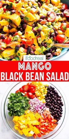 this mango black bean salad is loaded with fresh fruit and veggies