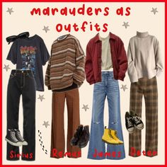 IG: @chaoticvamp1re <3 #marauders Marauders Clothes Aesthetic, Marauders Style Outfits, James Potter Inspired Outfit, Marauders Shoes, James Potter Outfit Aesthetic, Mauraders Outfits, Marauders Outfit Ideas, James Potter Aesthetic Outfit