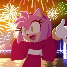 an image of a cartoon character with fireworks in the background