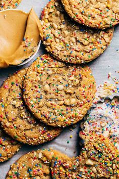 cookies with sprinkles and peanut butter on top