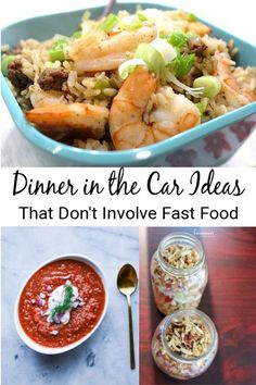 dinner in the car ideas that don't involve fast food, including shrimp and rice