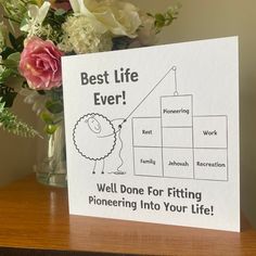 a card that says best life ever well done for fitting pioneers into your life