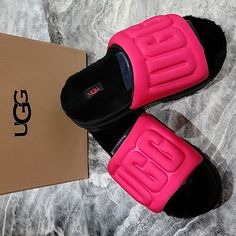 Nwt (With Box) Women's Ugg Fuzzy Slides. Comfy Cute And Fun!! Cute Uggs, Fuzzy Slides, Pretty Shoes Sneakers, Winter Gear, Crazy Shoes, Pretty Shoes, Womens Uggs, Ugg Shoes, Cute Shoes