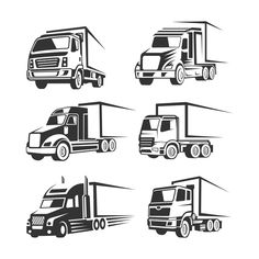 four different types of trucks in black and white on a white background stock photo - budget conscious