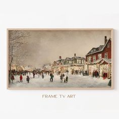 Samsung Frame TV Art Christmas Frame TV Art 4K Winter Painting TV Art Vintage Landscape Painting Tv Wallpaper Digital Download - Etsy Painting Tv, Frame Tv Art Christmas, Tv Wallpaper, Christmas Town, Winter Painting, Winter Print, Screen Saver, Christmas Frames, Vintage Landscape