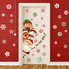 the elf is coming out of the door with his friends