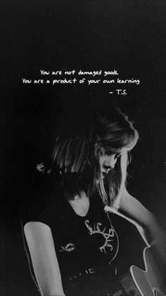 two young women are playing guitars together in black and white with a quote above them