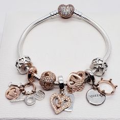 Authentic Pandora Rose Plated & Sterling Silver 8pc Bracelet Set, Please Inquire If Your Interested In Pandora Charms Separately Or For More Details Description Sizing Purchasing Pricing Negotiable, Make A Offer!! Free Shipping Included!! Pandora Rose, Rose Bracelet, Pandora Jewelry, Pandora Charms, Bracelet Set, Charms, Plating, Women Jewelry, Bracelet