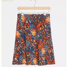 This Vibrant Skirt Is An Easy-To-Style Essential Designed By Sisters Gulassa In Collaboration With Anthropologie Blue Motif Viscose Mini Silhouette (Hits Approx Above Knee) Pull-On Style Machine Wash 20.5" Length Nwt Floral Print Stretch Flared Skirt, Stretch Floral Flared Skirt, Floral Print Stretch Midi Skirt, Blue Floral Print Stretch Skirt, Blue Stretch Skirt With Floral Print, Vinyl Mini Skirt, Satin Suit, Smocked Skirt, Red Mini Skirt