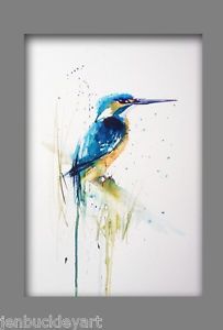 a watercolor painting of a blue and yellow bird