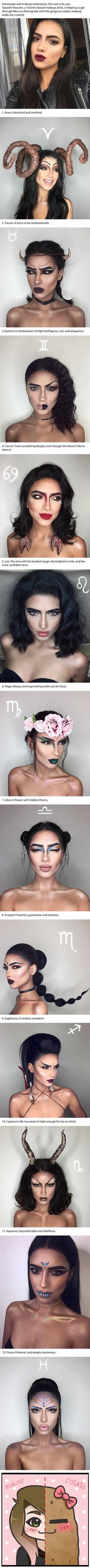 These Astrology-Inspired Makeup Looks Are Magical Artemis Inspired Makeup, Astrology Photoshoot, Saggitarius Rising Makeup, Zodiac Signs Eye Makeup, Astrology Makeup Looks, Zodiac Sign Eye Makeup, Makeup Artist Photoshoot, Artist Photoshoot, Photography Halloween