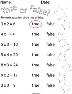 a printable worksheet with the words true or false in red and black