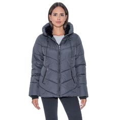 Step into the colder months with confidence in the S.E.B. By SEBBY Women's Puffer Jacket, equipped with cozy faux fur and designed to tackle the chill. This stylish faux down coat features a luxuriously soft faux fur hood lining and fleece-lined pockets that keep your hands warm and comfortable. The water-repellent outer shell ensures you remain dry during wet weather, while the rib storm cuffs help to keep the cold at bay. This jacket is the perfect blend of comfort, warmth, and style, ensuring Casual Fall Puffer Jacket With Faux Fur Trim, Casual Long Sleeve Puffer Jacket With Faux Fur Trim, Fall Puffer Jacket With Faux Fur Lining, Winter Faux Fur Outerwear For Cold Weather, Cozy Fluffy Outerwear For Cold Weather, Trendy Puffer Jacket With Faux Fur Trim, Cozy Quilted Jacket For Cold Winter Weather, Cozy Fit Solid Outerwear For Cold Weather, Winter Puffer Jacket With Faux Fur Trim