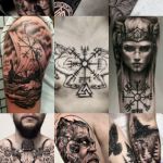 a collage of photos showing different tattoos