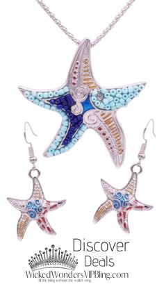 Summer Beach Starfish Necklace and Earring Set Star Of The Sea, Beachy Style, Safe Travel, Color Set, Starfish, So Beautiful, The Sea, Multi Color, Chain