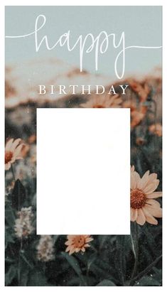 a birthday card with daisies and the words happy birthday written in white on it