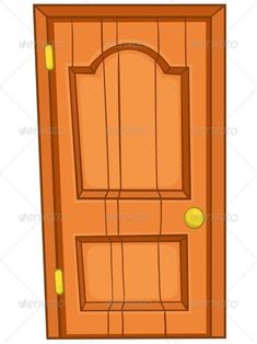 an orange door with two yellow knobs on the front and side doors are closed