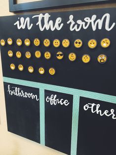 a bulletin board with some smiley faces on it